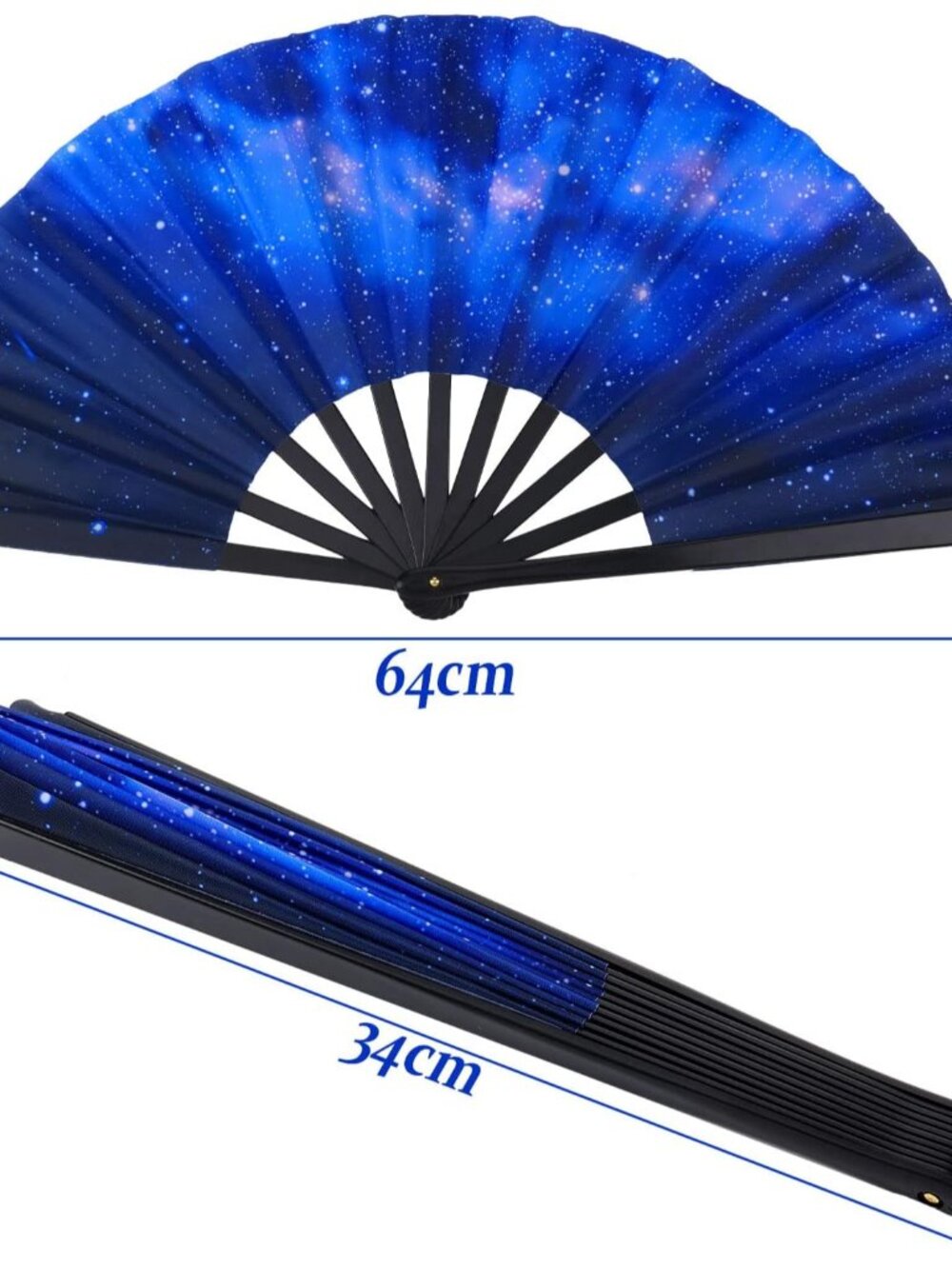 2 Pack Foldable Fans for Rave Dancing,Multi Color,Galaxy Pattern - Picture 3 of 6